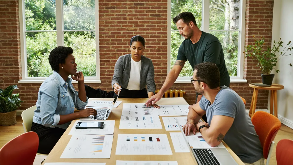 A founding team building a growth system together around a work table